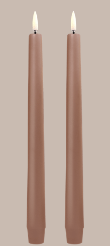 LED Taper Candle, Caramel, Smooth, 2 pack
