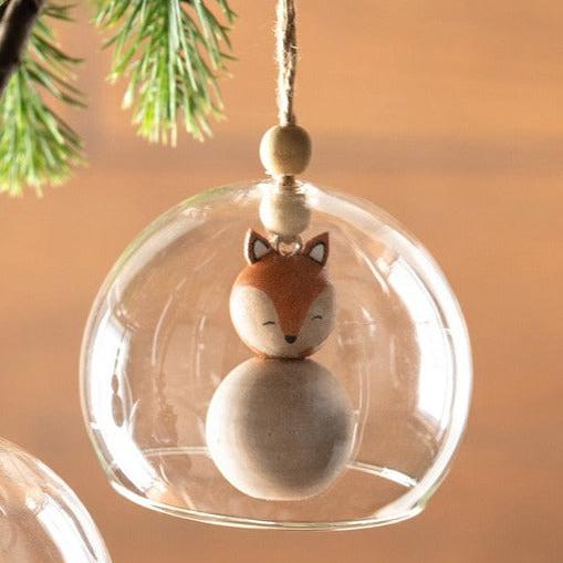 Wood Fox in Glass Ball Ornament (Fox)