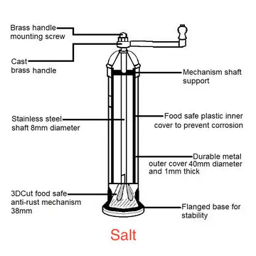 The Original 'brass Mill' - 9" Salt Grinder