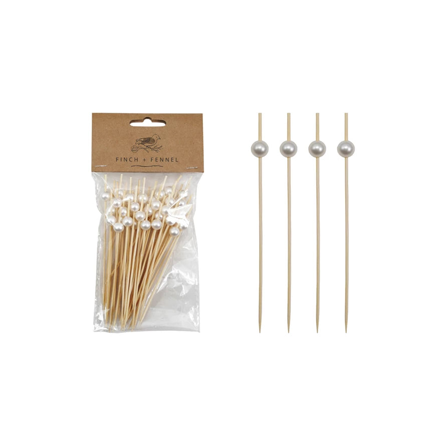 Bamboo Single Use Picks w/ Ball Handles