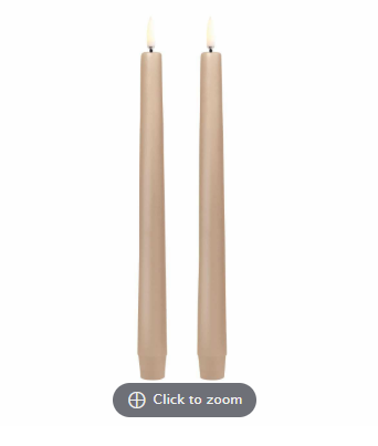 LED Taper Candle, Beige, Smooth, 2 pack