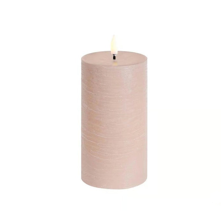 LED Pillar Candle, Beige, Rustic, 3 x 6"