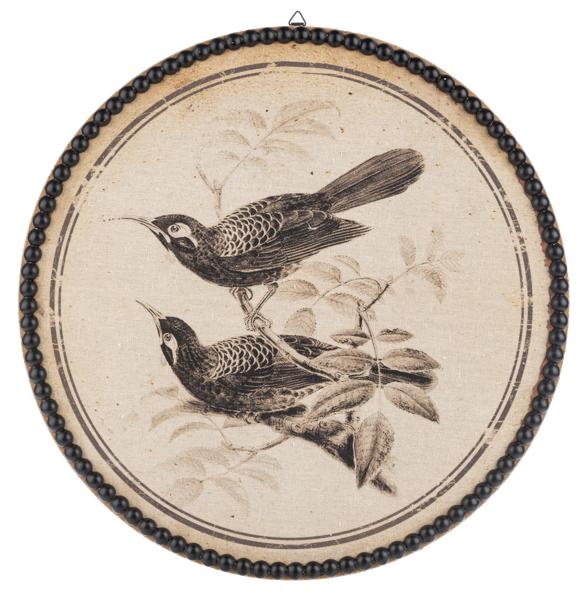 Round Bird Pen & Ink Wall Decor