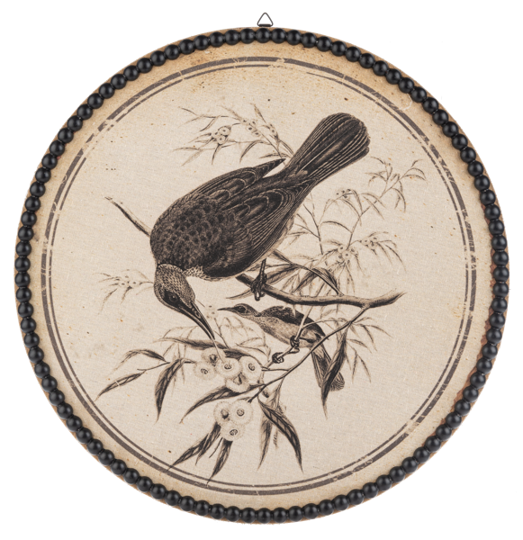 Round Bird Pen & Ink Wall Decor