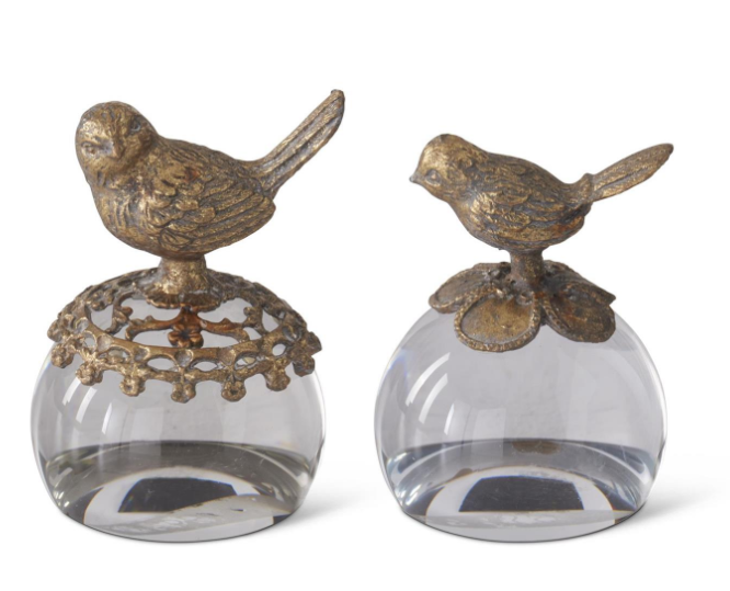 Gold Metal & Glass Paperweight