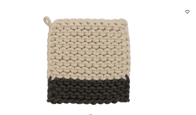 Cotton Crocheted Pot Holder, 2 Styles in Black