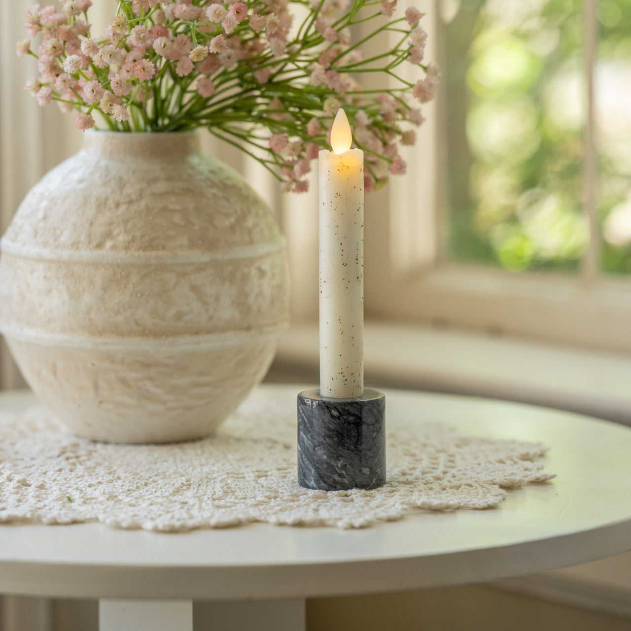 Black Marble Taper Candle Stand