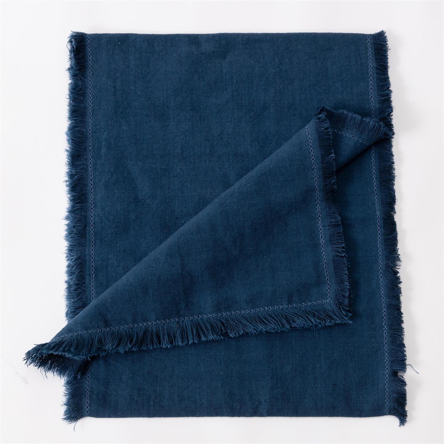 Table Runner - Stonewashed Linen Blend, Blue