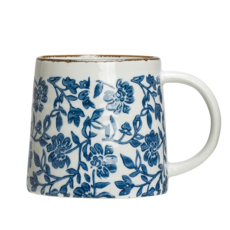 Hand-Stamped Stoneware Mug, 3 Styles