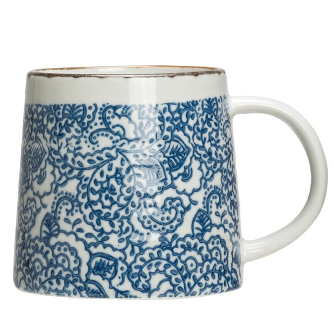 Hand-Stamped Stoneware Mug, 3 Styles