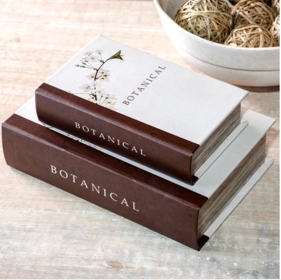 S/2 BOTANICAL STORAGE BOOKS