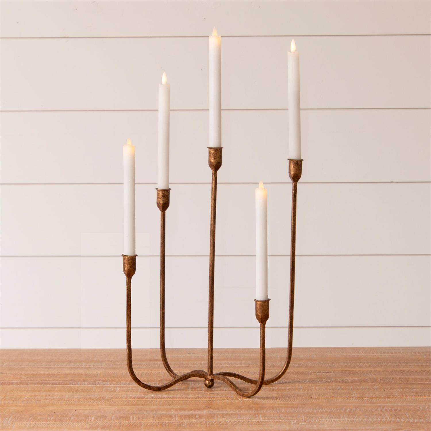 Hand Forged Metal Candelabra, Brass