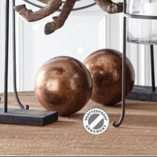 Glittered Bronze Round Gold Leaf Shatterproof Ornament