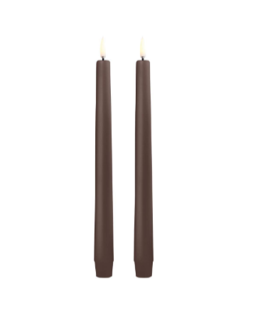 LED Taper Candle, Brown, Smooth, 2-pack
