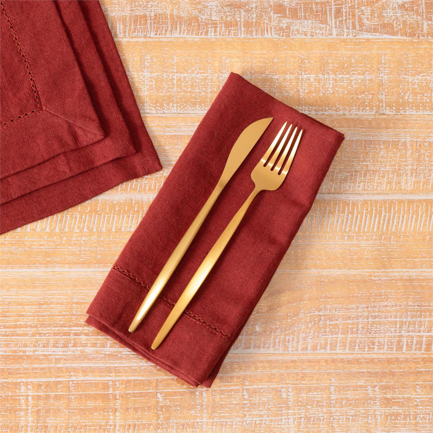 Napkin - Stonewashed Linen Blend, Burgundy