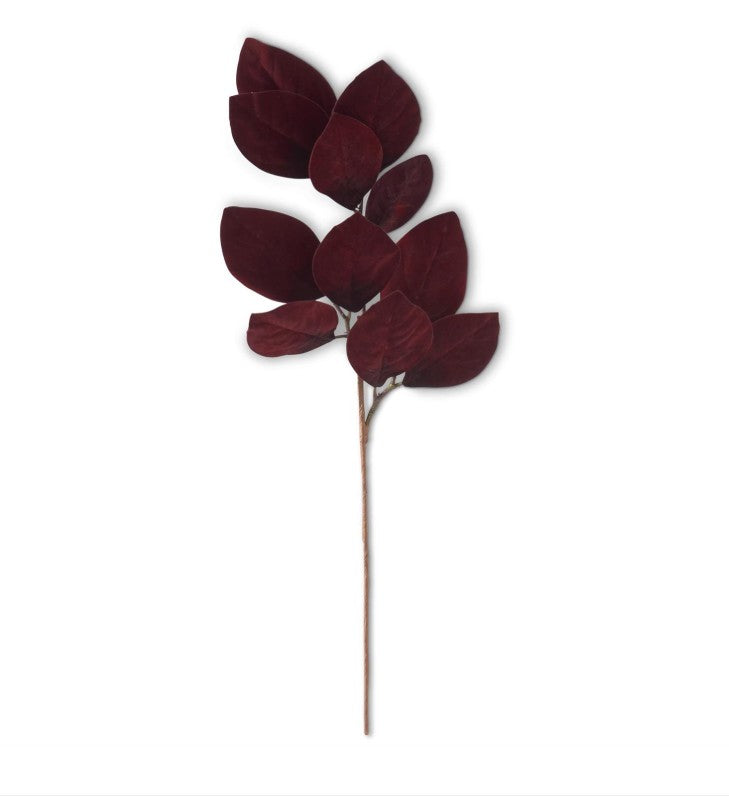 Burgundy Velvet Magnolia Leaf Spray