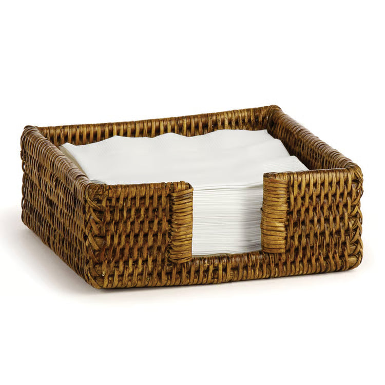 BURMA RATTAN SQUARE COCKTAIL NAPKIN HOLDER, NATURAL