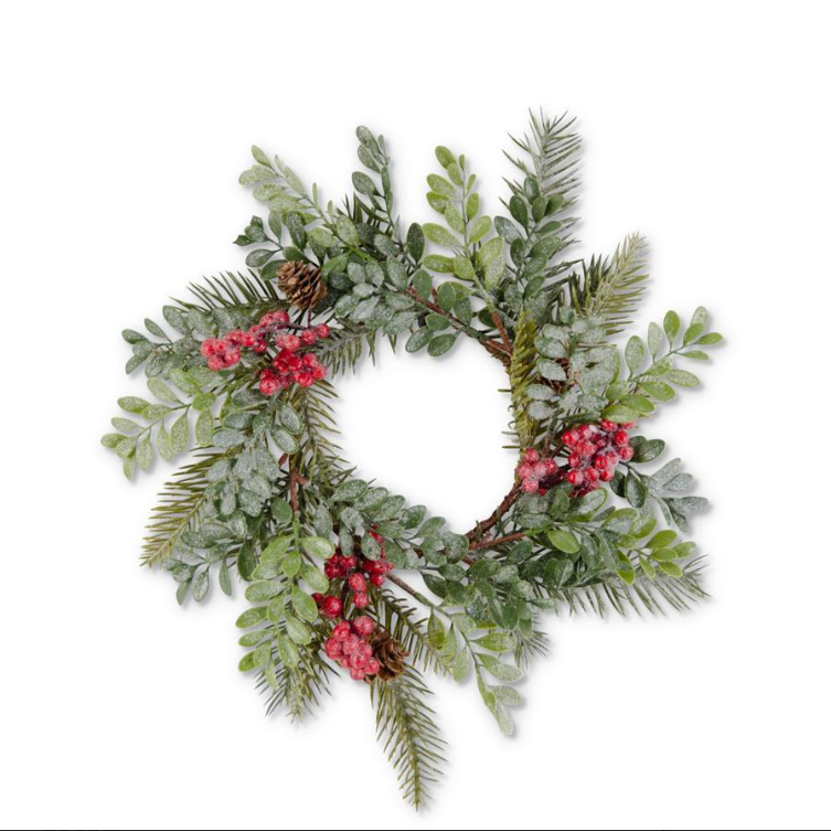 Glittered Boxwood Berry Pinecone and Fern