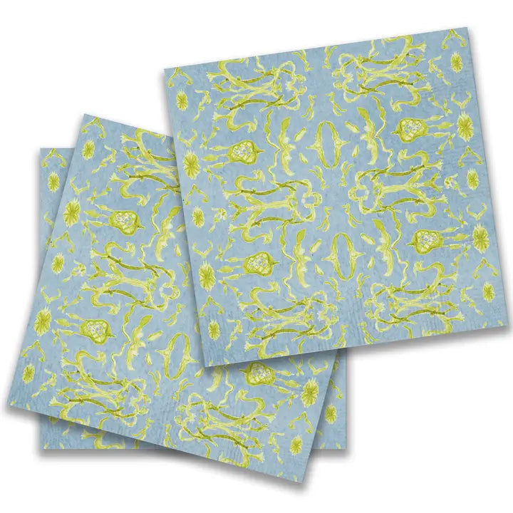 Blue & Chartreuse Chinoiserie Cocktail Napkin