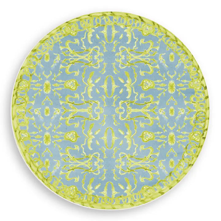 Blue & Chartreuse Chinoiserie Reversible Vinyl Placemat
