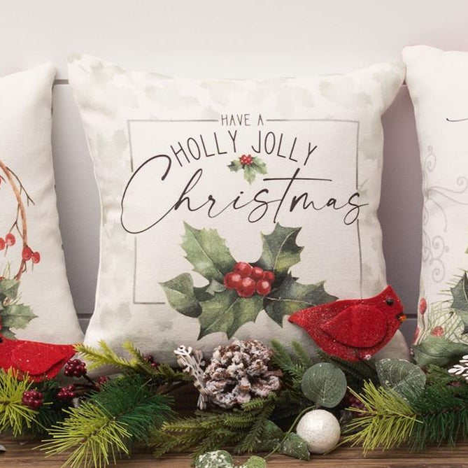 Mini Pillows - Cardinal and Holly