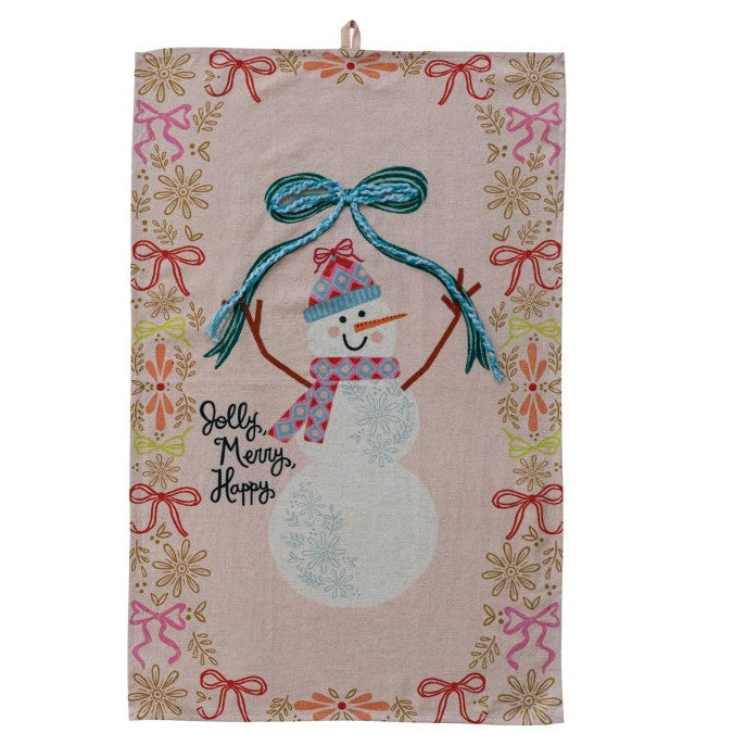 Tea Towel with Holiday Image Applique