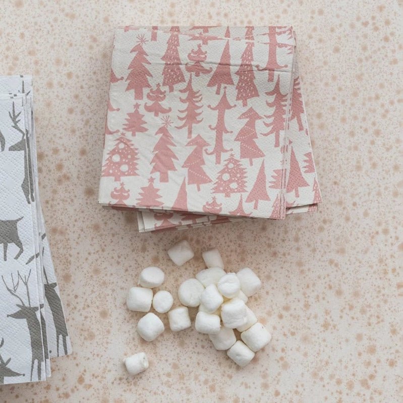 Paper Cocktail Napkins with Tree Pattern