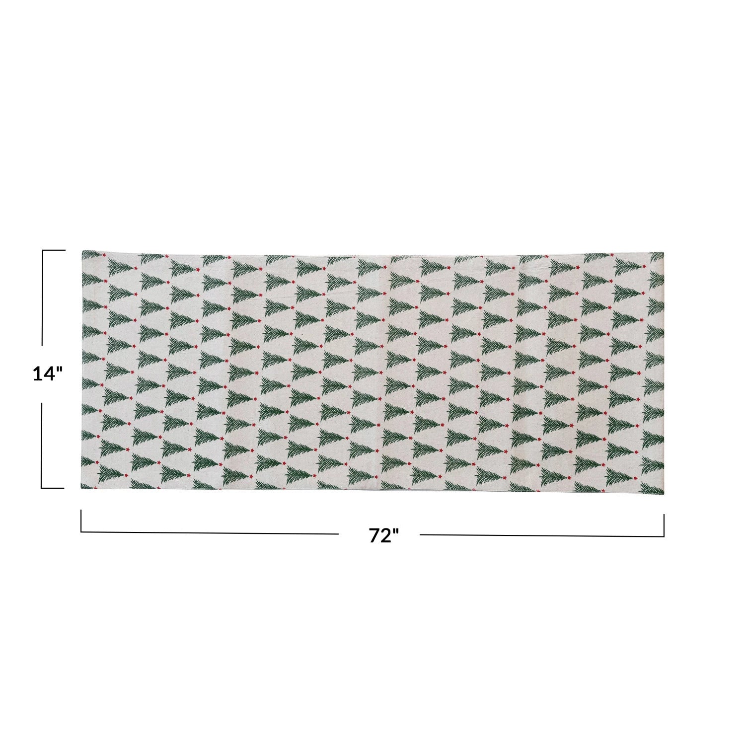 Stonewashed Cotton Printed Table Runner w/ Christmas Tree Pattern