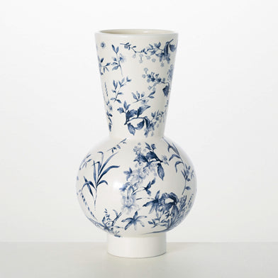 BLUE FLORAL MODERN VASE