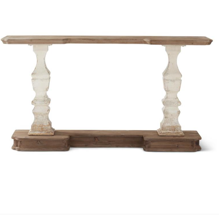 Whitewashed & Gold Distressed Console Table