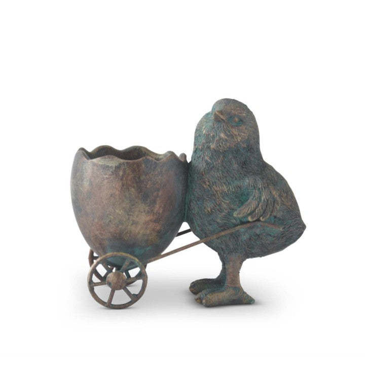 Green & Copper Resin Chicks w/Egg Carts (2 Styles)