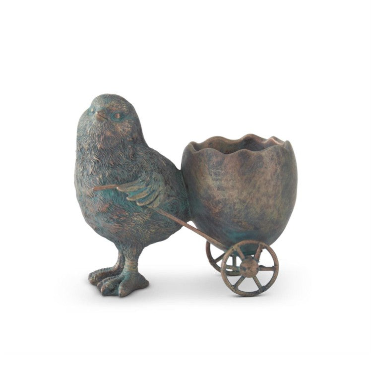 Green & Copper Resin Chicks w/Egg Carts (2 Styles)