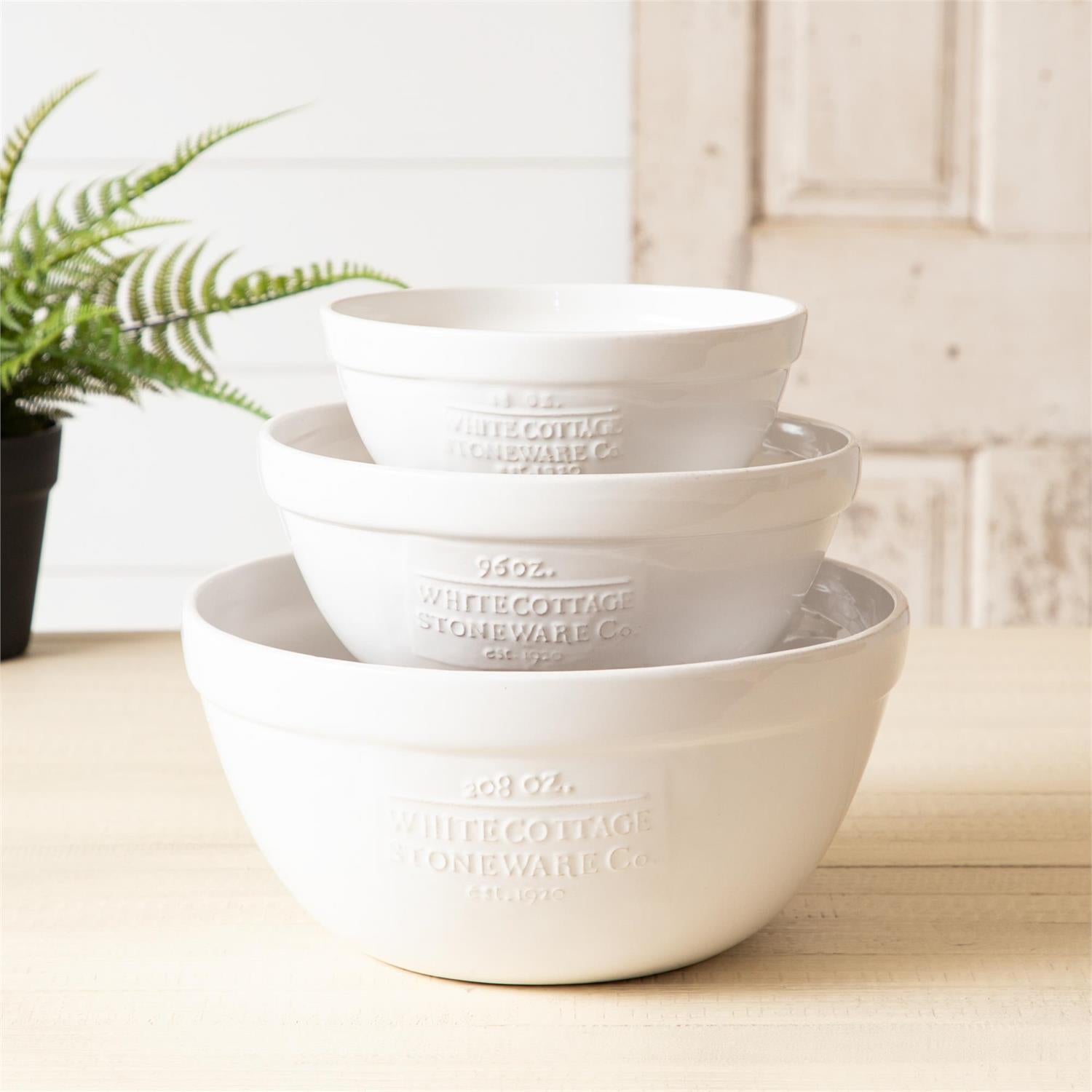 White Cottage Ceramic Mixing Bowl