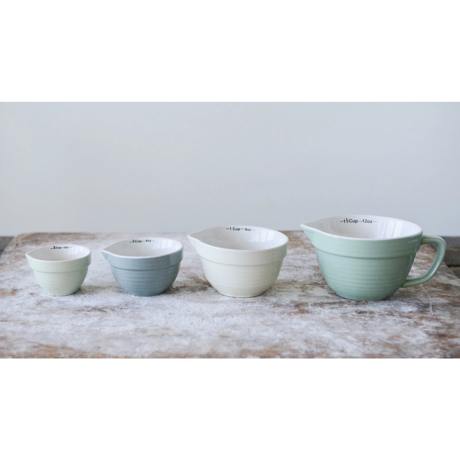 Stoneware Batter Bowl Measuring Cups, Set of 4