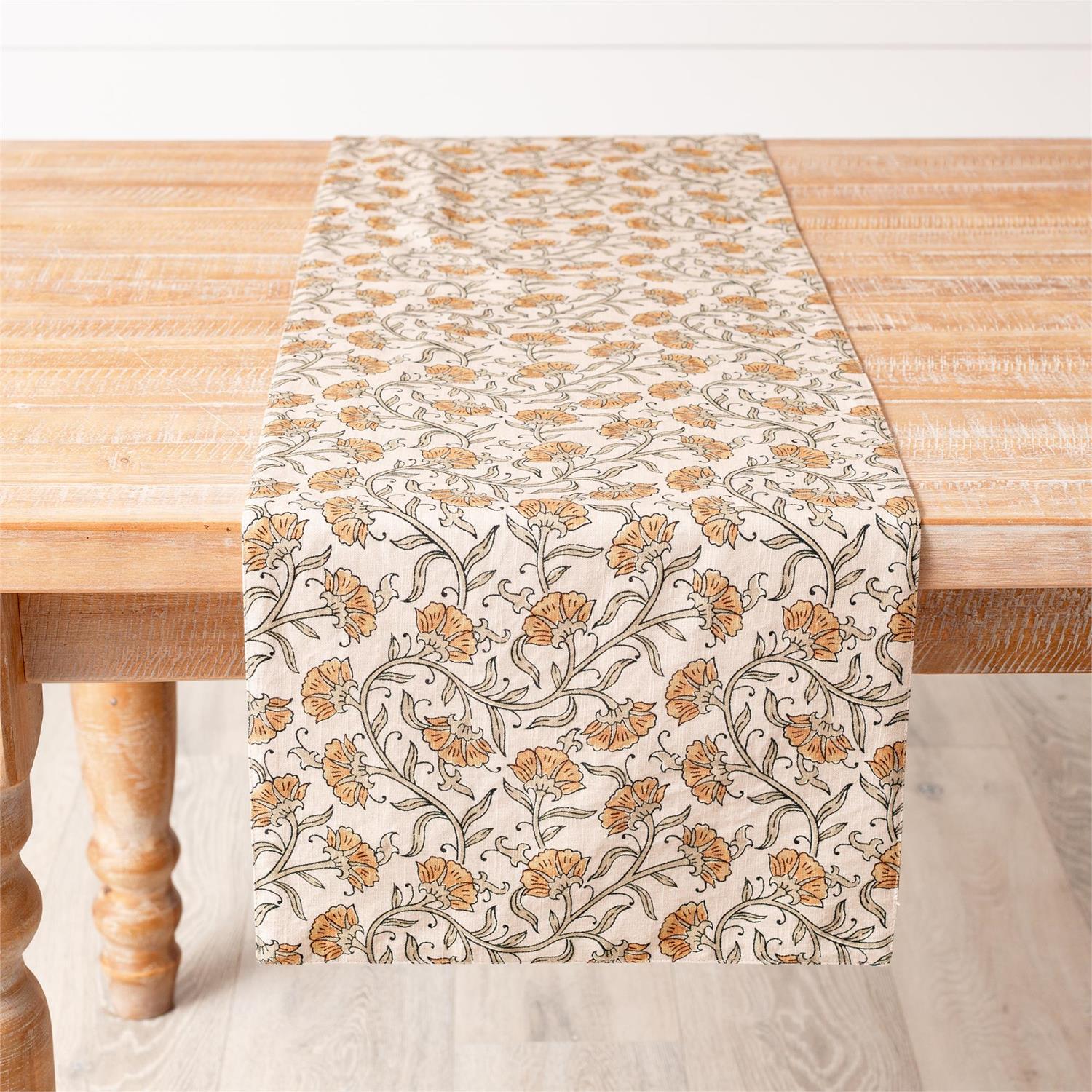 Table Runner - Block Print, Dandelion