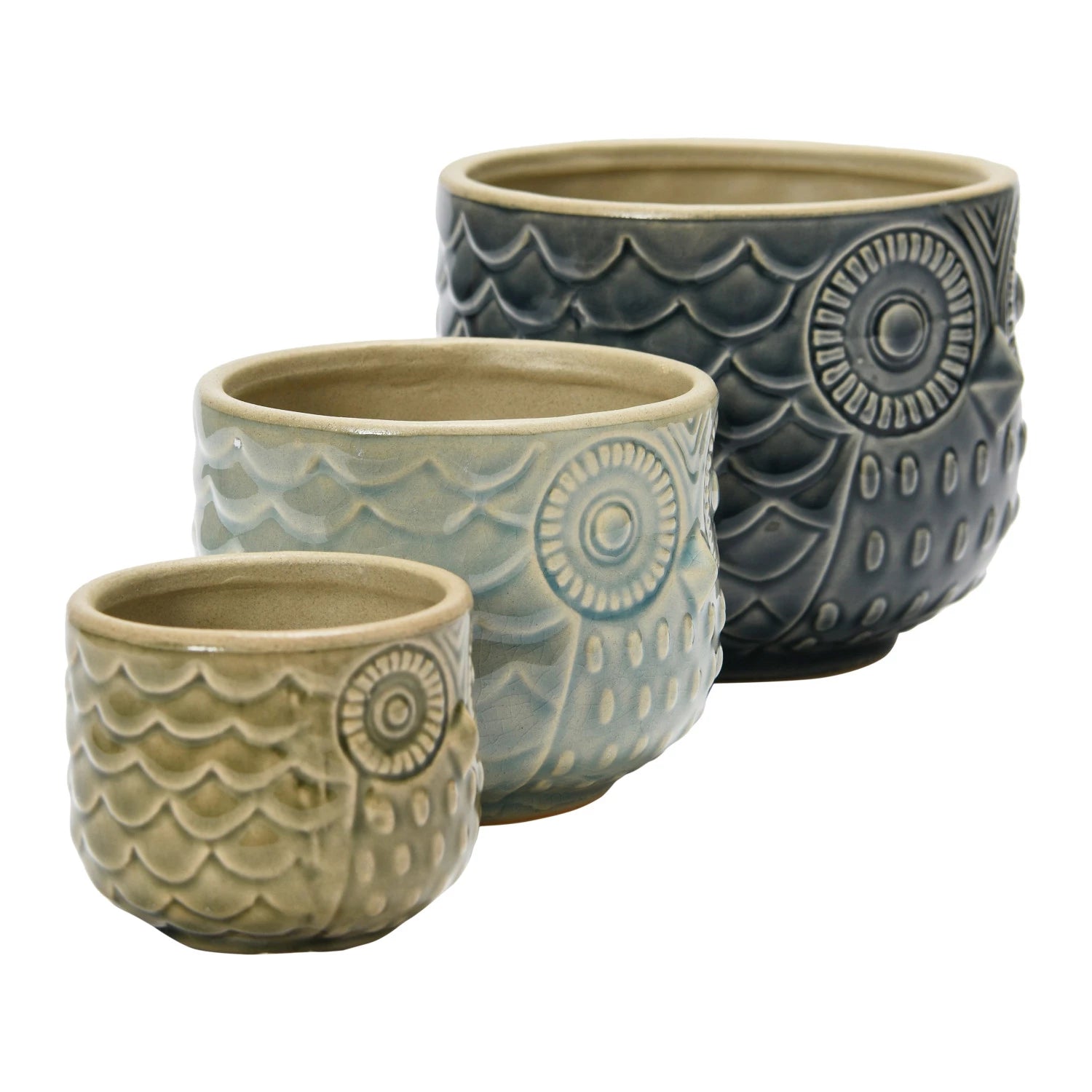 Decorative Stoneware Owl Containers (set of 3)