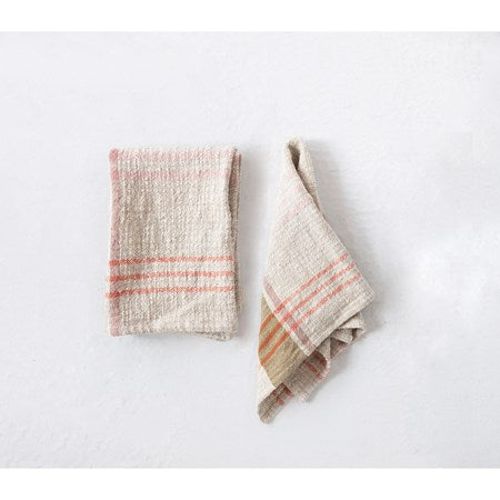Woven Cotton and Linen Plaid Tea Towel