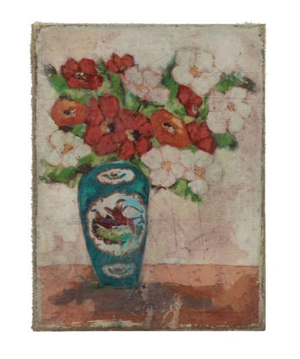 Canvas Wall Décor with Flowers in Vase