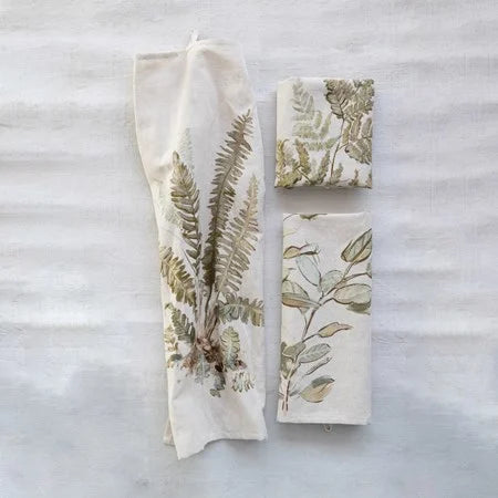 Cotton & Linen Printed Tea Towel w/ Botanical Image & Loop ( 3 of 3)