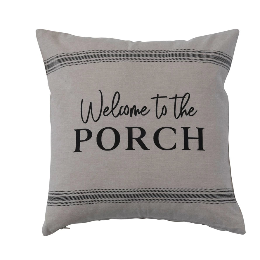 Cotton Printed Pillow, Welcome to the Porch