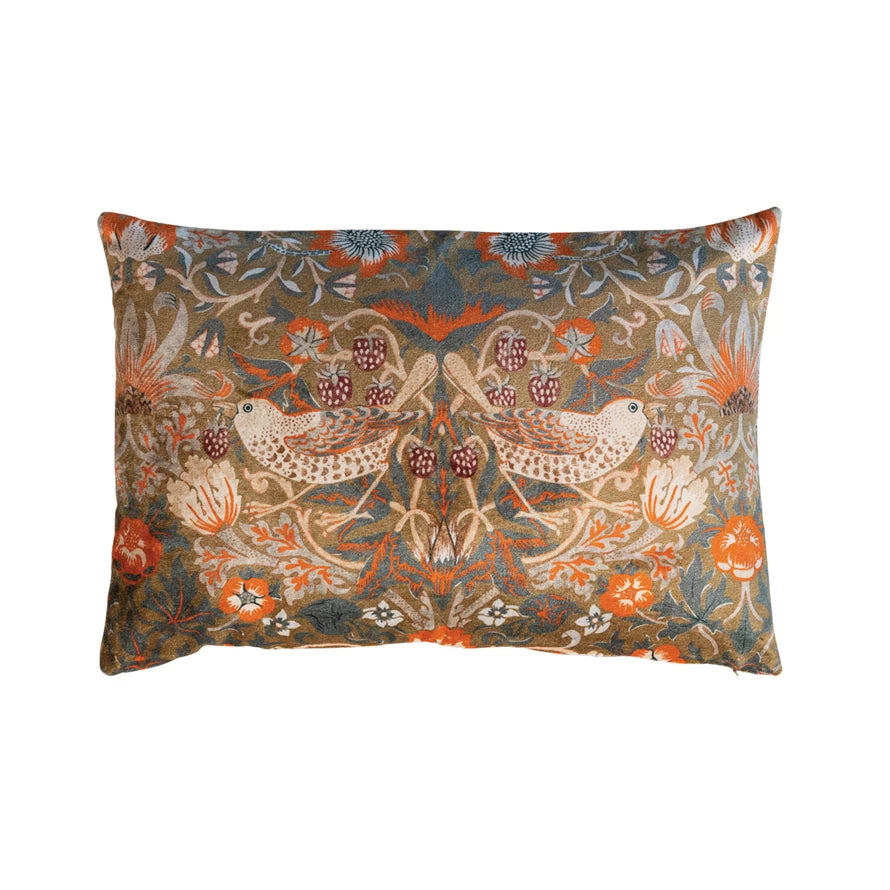 Cotton Velvet Printed Lumbar Pillow