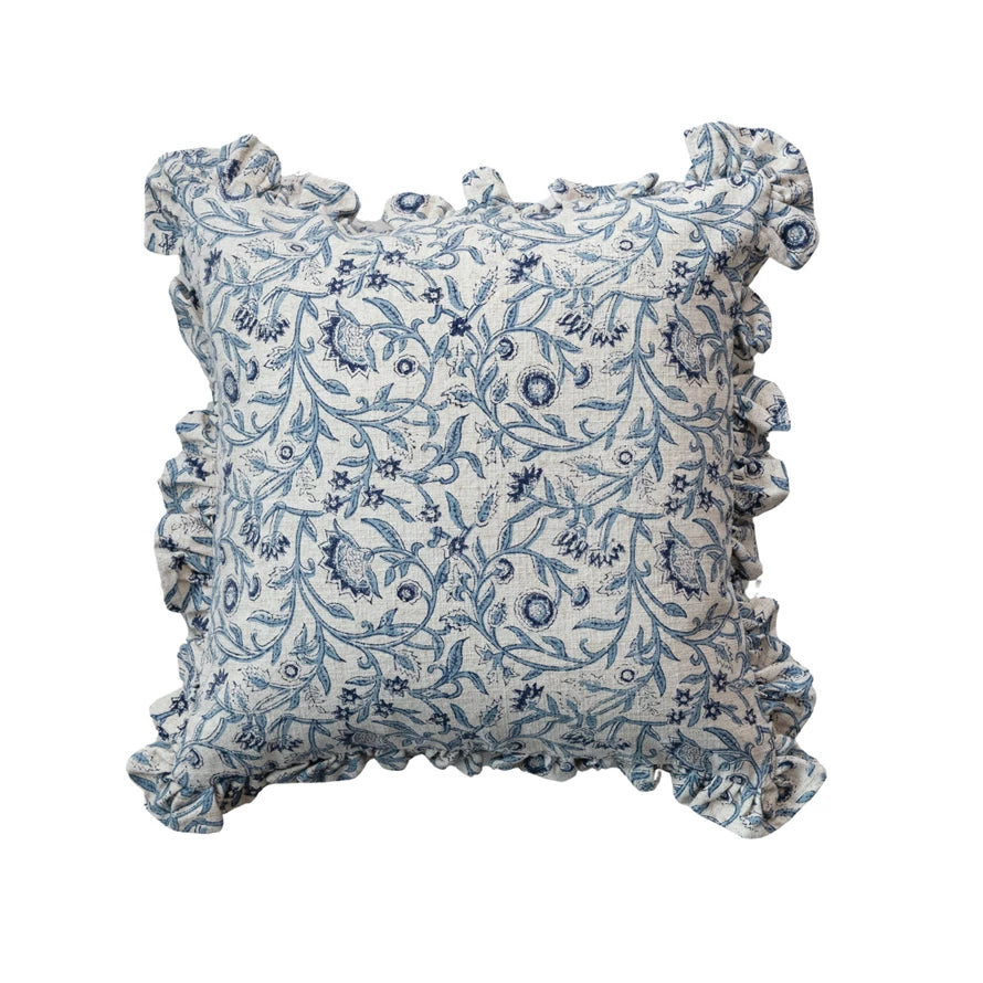 Square Cotton Blend Block Printed Pillow