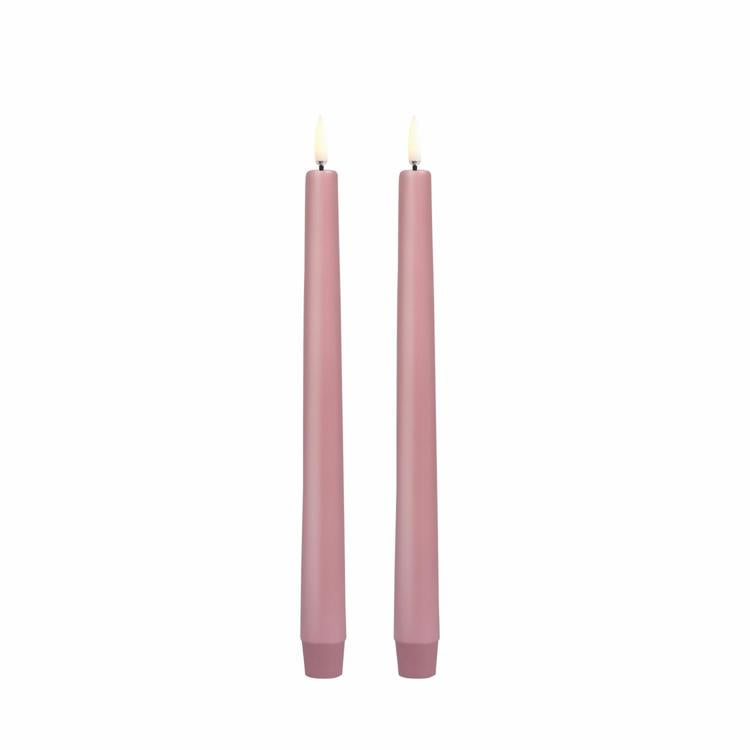 LED Taper Candle, Dusty Rose, Smooth, 2-pack