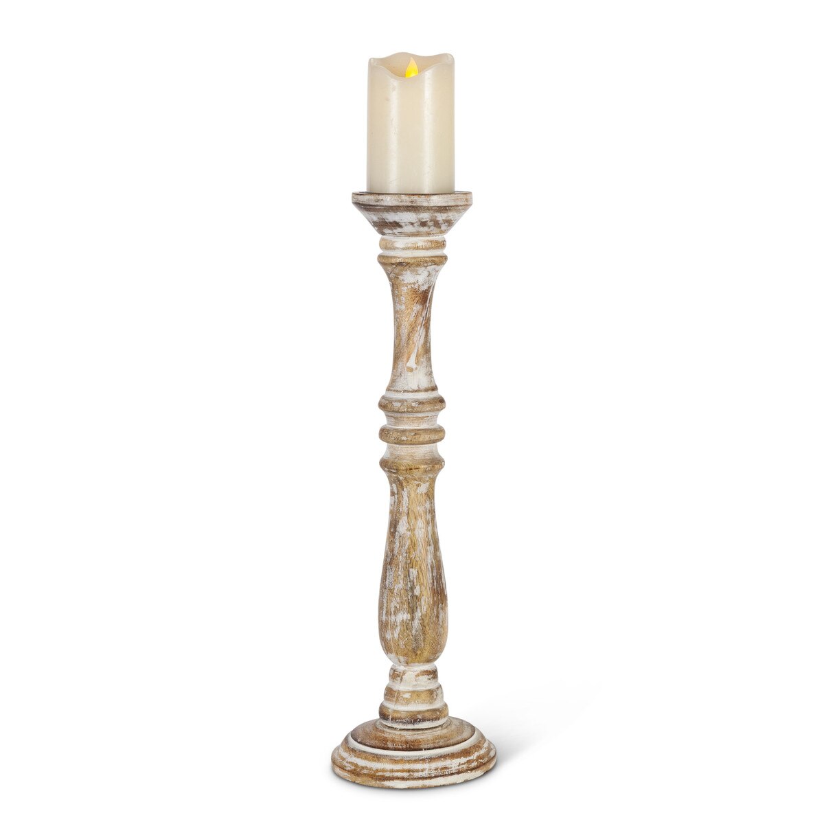 Estelle Wood Pillar Holder, 20"