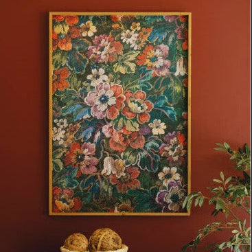 Framed Floral on Printed Paper