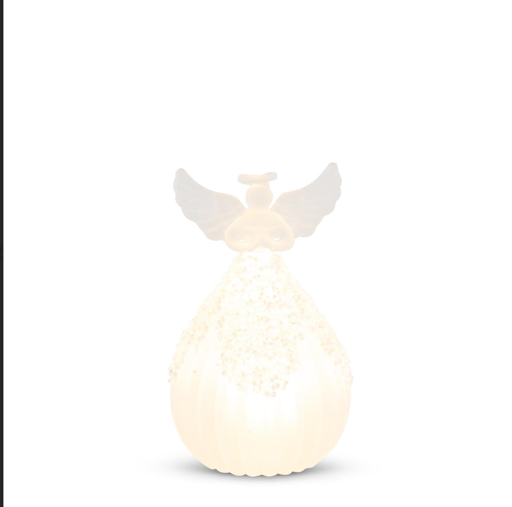 Beaded Frosted Ribbed Glass LED Angel
