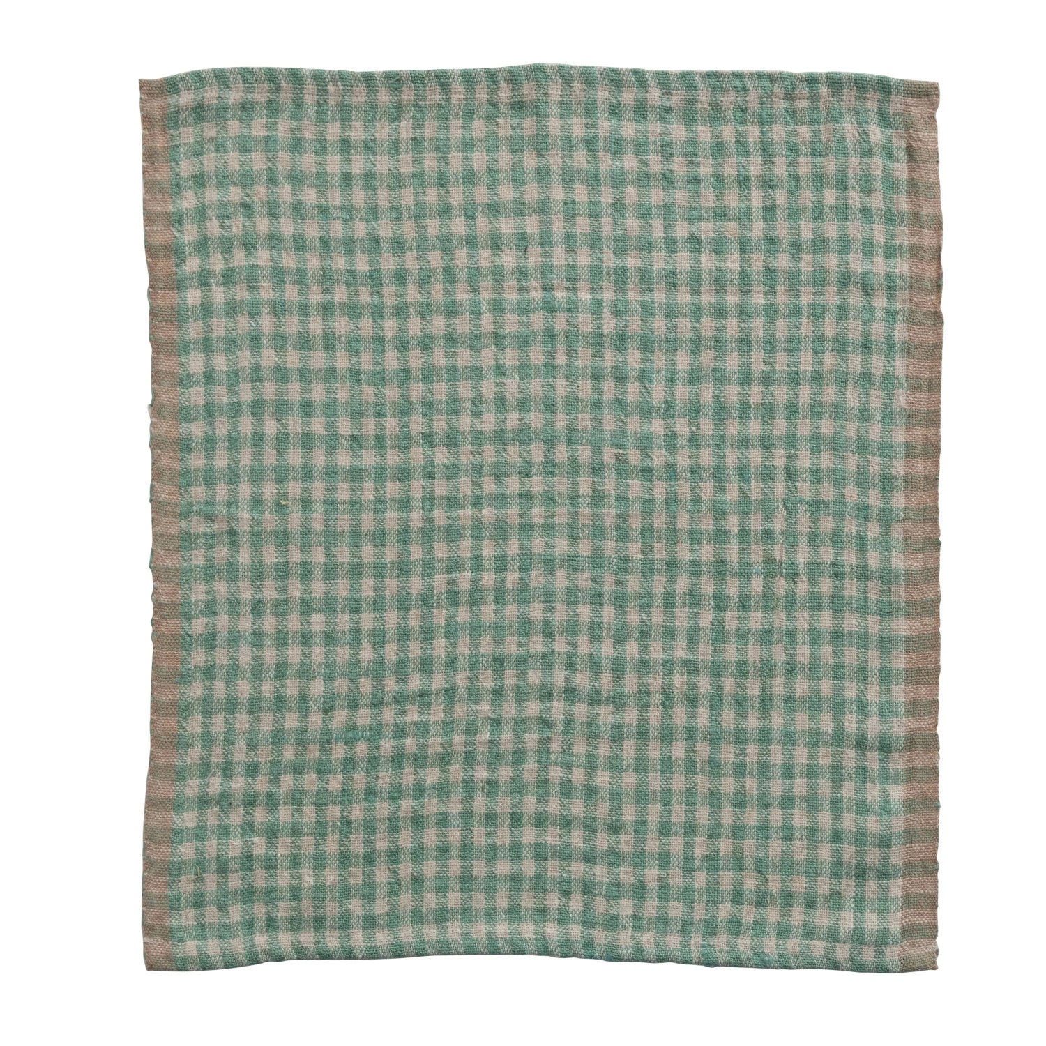Woven Linen Napkins, Aqua Gingham, set of 4