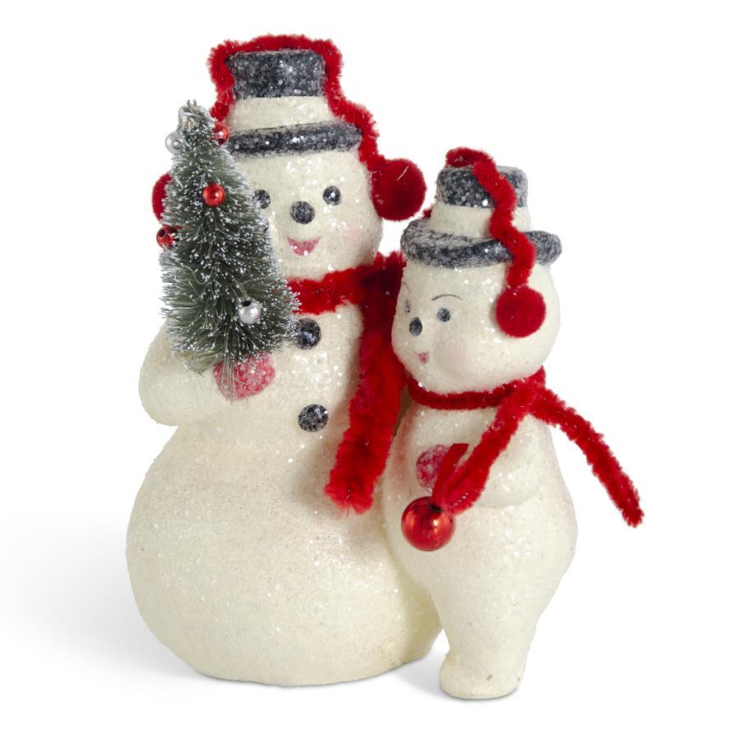 Glittered Snowmen w/Red Earmuffs & Scarves