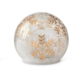 Gold Hand Painted Snowflake LED Crackled Glass Globe