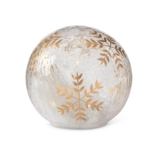 Gold Hand Painted Snowflake LED Crackled Glass Globe